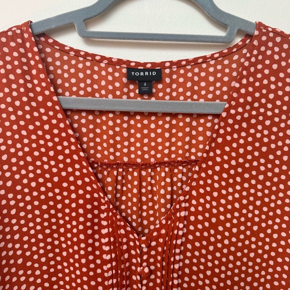 Torrid Orange Polka Dot Blouse - Picture 4 of 11